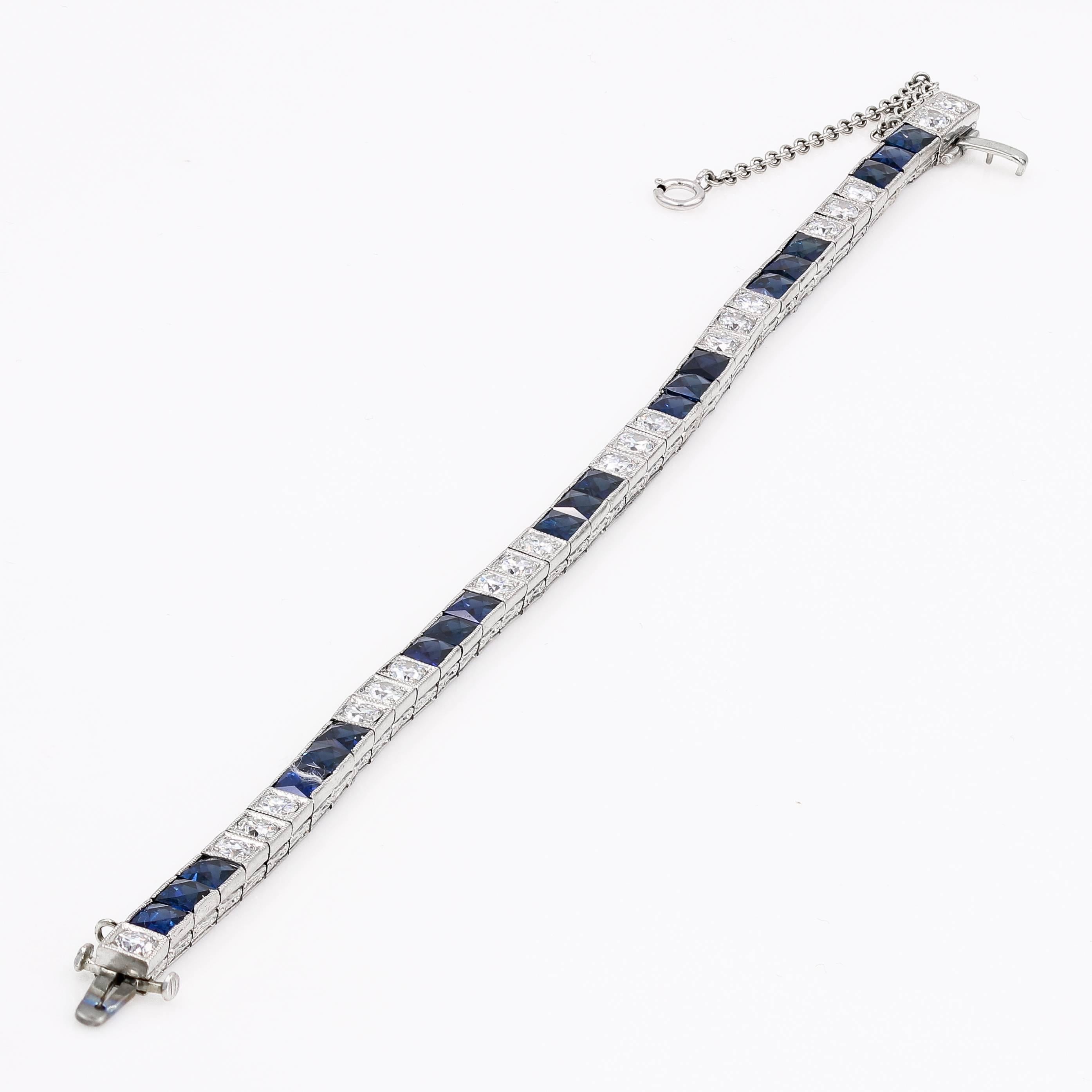 art deco diamond and sapphire bracelet