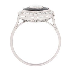 Art Deco Diamond and Onyx Cluster Ring, circa 1930s