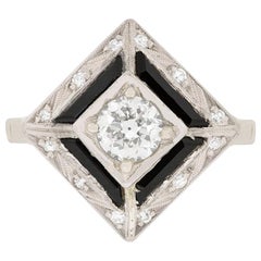 Art Deco Diamond and Onyx Cocktail Ring, circa 1920s Art Deco Diamond and Onyx Cocktail Ring, circa 1920s