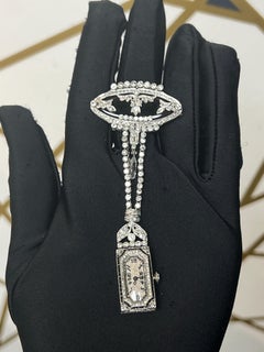Art Deco Diamond and Onyx Lapel Watch