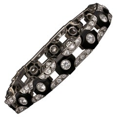 Art Deco Diamond and Onyx Openwork Bracelet, Circa 1930
s