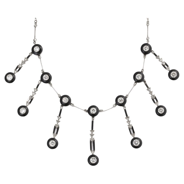 Art Deco Diamond and Onyx Platinum Collier For Sale at 1stDibs