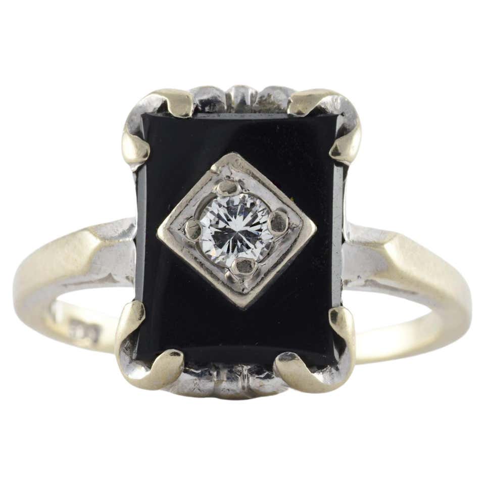 Art Deco Diamond Onyx Ring At 1stDibs