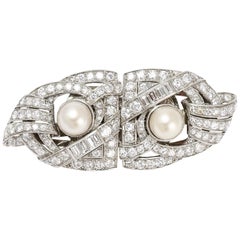 Art Deco Diamond and Pearl Brooch