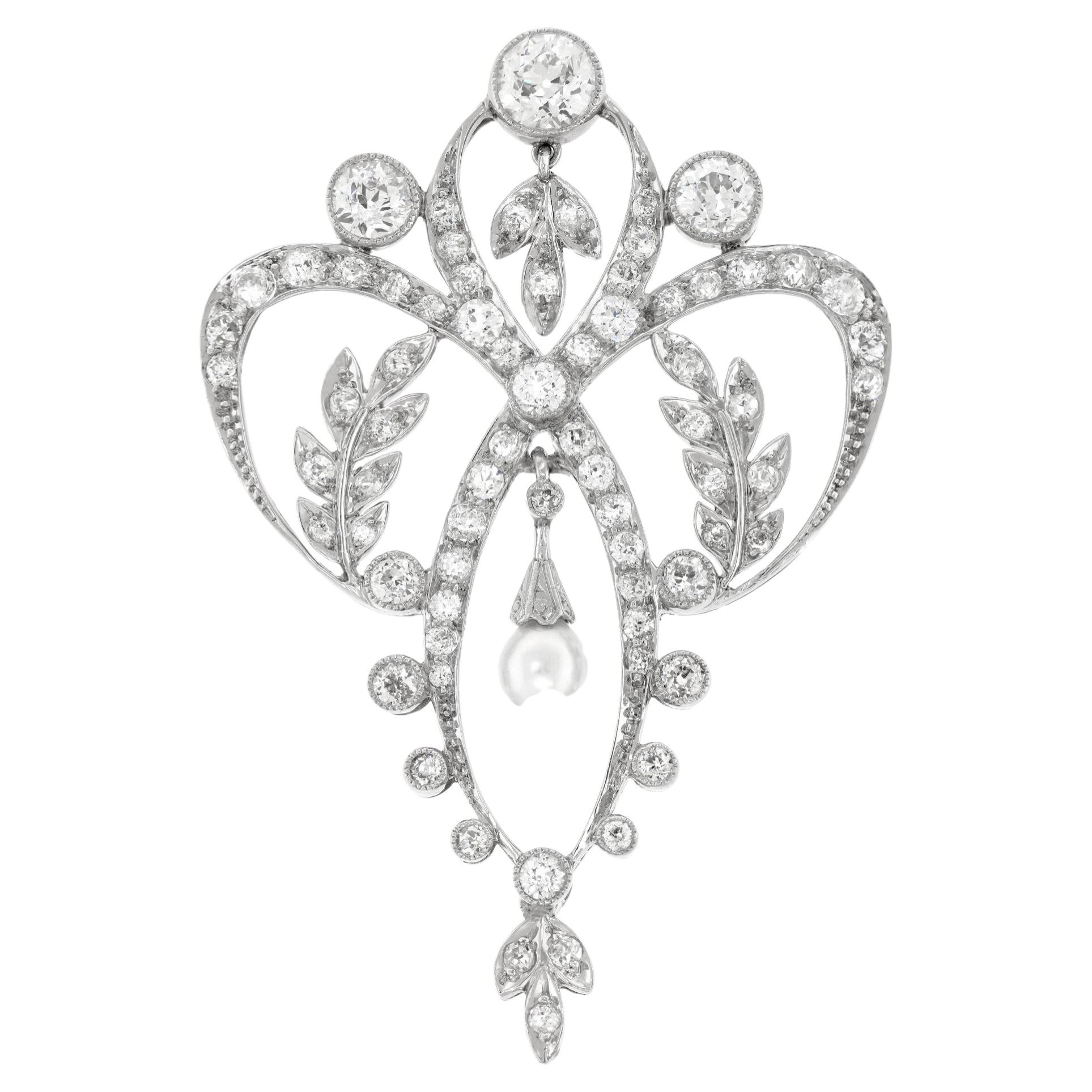Art Deco Diamond and Pearl Brooch