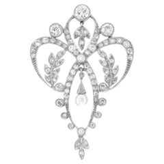 Art Deco Diamond and Pearl Brooch