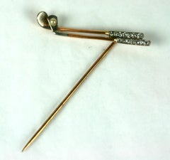 Art Deco Diamond and Pearl Golf Stickpin