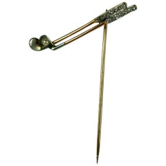 Art Deco Diamond and Pearl Golf Stickpin