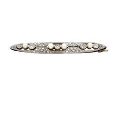 Art Deco Platinum Diamond Filigree Bar Brooch Pin