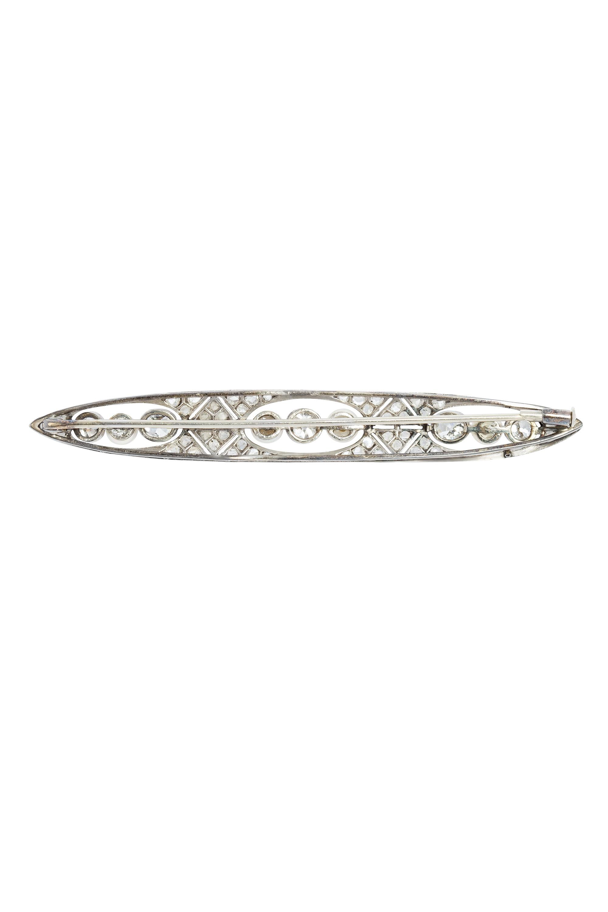 Art Deco Diamant und Perle Platin Brosche im Zustand „Hervorragend“ im Angebot in beverly hills, CA