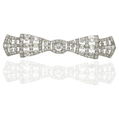 4.24 Ct. Art Deco Diamond and Platinum Bow Brooch