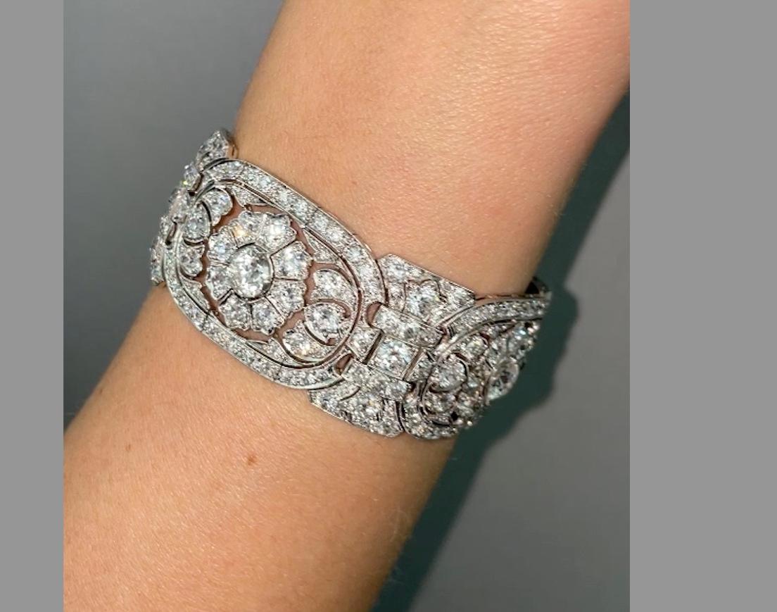 Art Deco Diamant- und Platin-Armband (Rundschliff) im Angebot