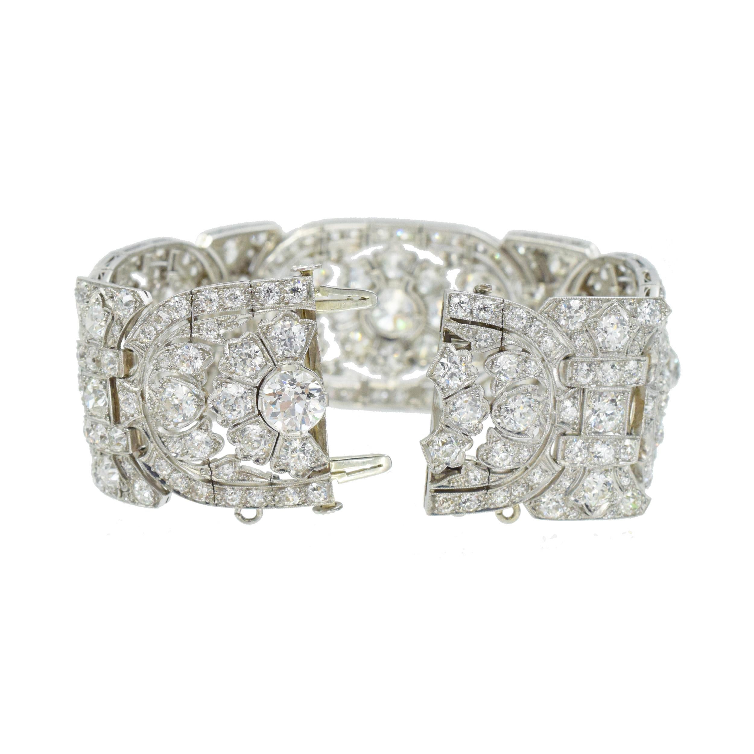 Art Deco Diamant- und Platin-Armband Damen im Angebot