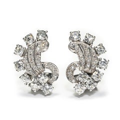 Art Deco Diamant und Platin Brosche und Ohrringe Double Clip:: um 1930