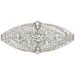 Antique Art Deco Diamond and Platinum Brooch, circa 1925