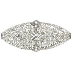 Art Deco Diamond and Platinum Brooch, Circa 1925