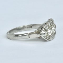 Art Deco Diamond and Platinum Cluster Panel Ring
