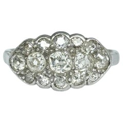 Art Deco Diamond and Platinum Cluster Panel Ring