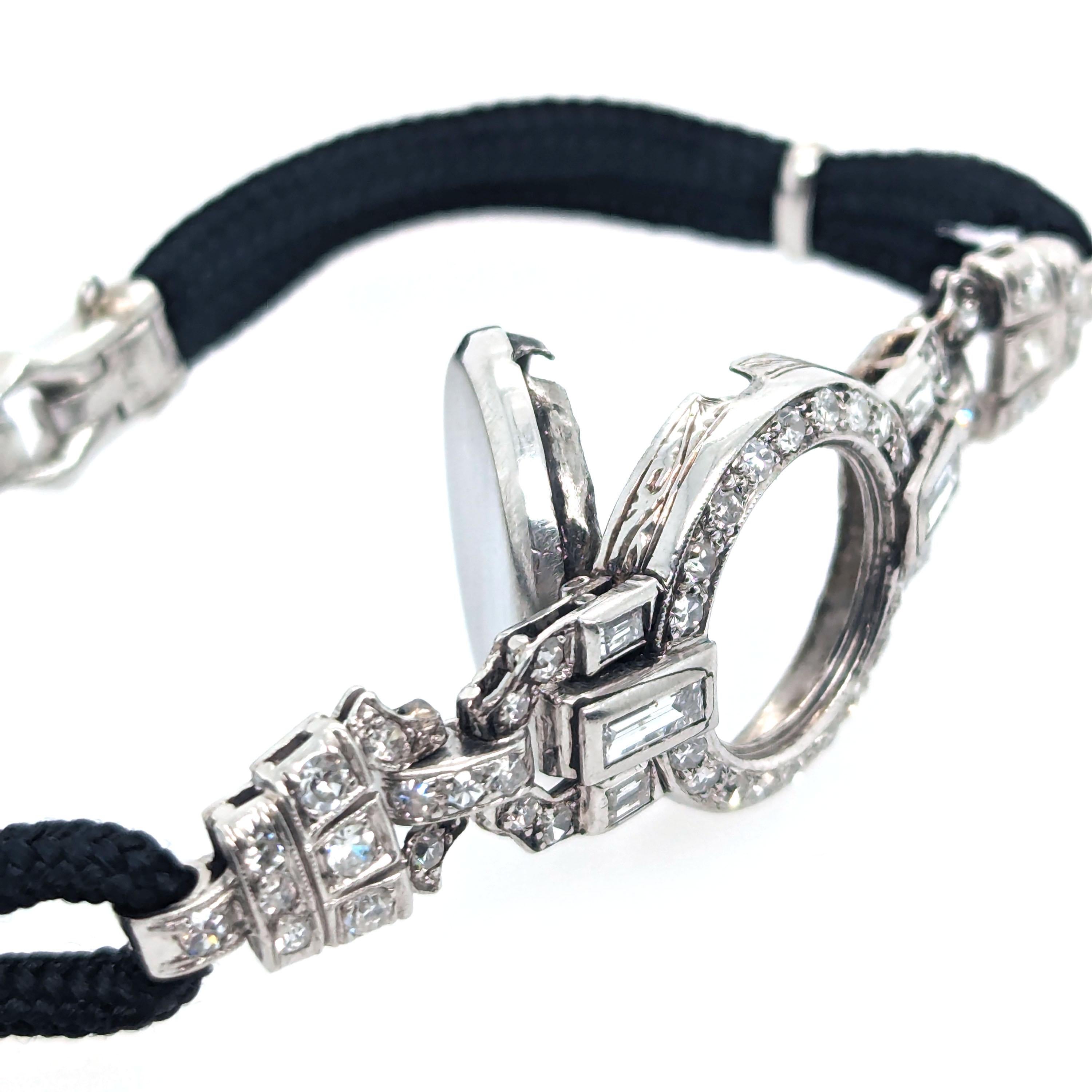 Art Deco Diamond and Platinum Cocktail Manual Wristwatch, circa 1930 For Sale 4