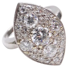 Art Deco Diamond and Platinum Cocktail Ring 