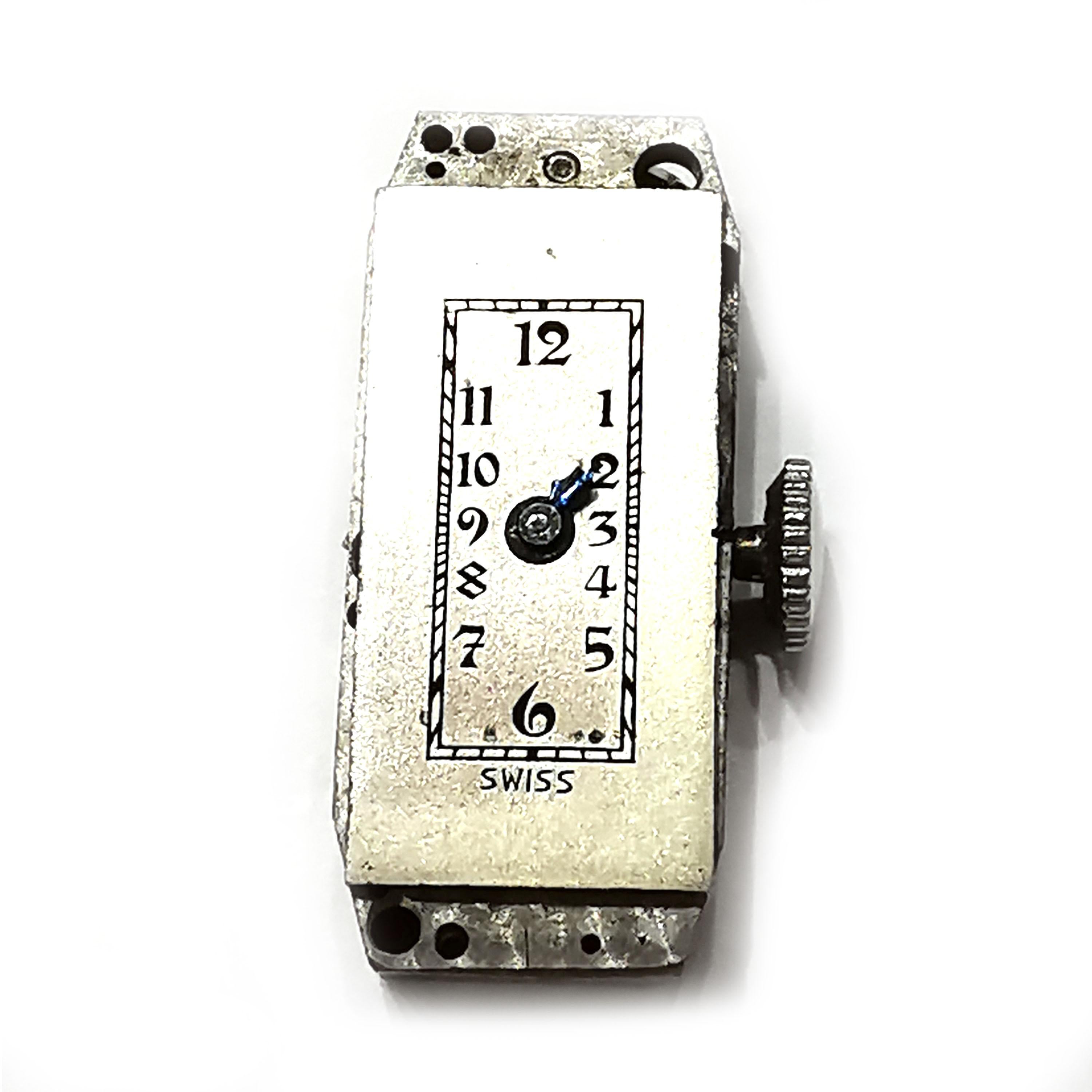 Art-déco-Cocktail-Armbanduhr aus Diamant und Platin, um 1925 im Angebot 1