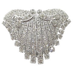 Art Deco Diamond and Platinum Double Clip Brooch, 8.00 Carats, Circa 1945
