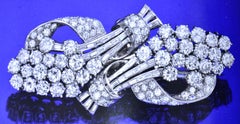 Art Deco Diamond and Platinum Double Clip Brooch, c. 1930