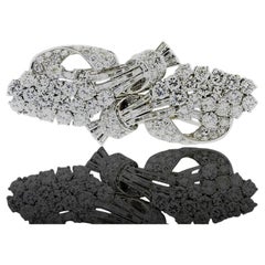 Art Deco Diamond and Platinum Double Clip Brooch, c. 1930