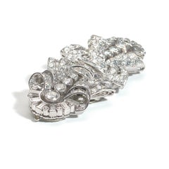 Double Clip-Brosche aus Platin mit Diamanten im Art-déco-Stil, um 1930