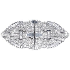 Art Deco Diamond and Platinum Double Clip Brooch, circa 1935