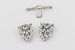 Art Deco Diamond and Platinum Double Clip Brooch