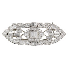 Antique Art Deco Diamond and Platinum Double Clip Brooch