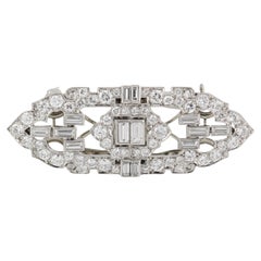 Antique Art Deco Diamond and Platinum Double Clip Brooch