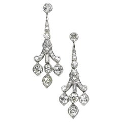 Pendants d'oreilles Art déco en diamant et platine, Circa 1920