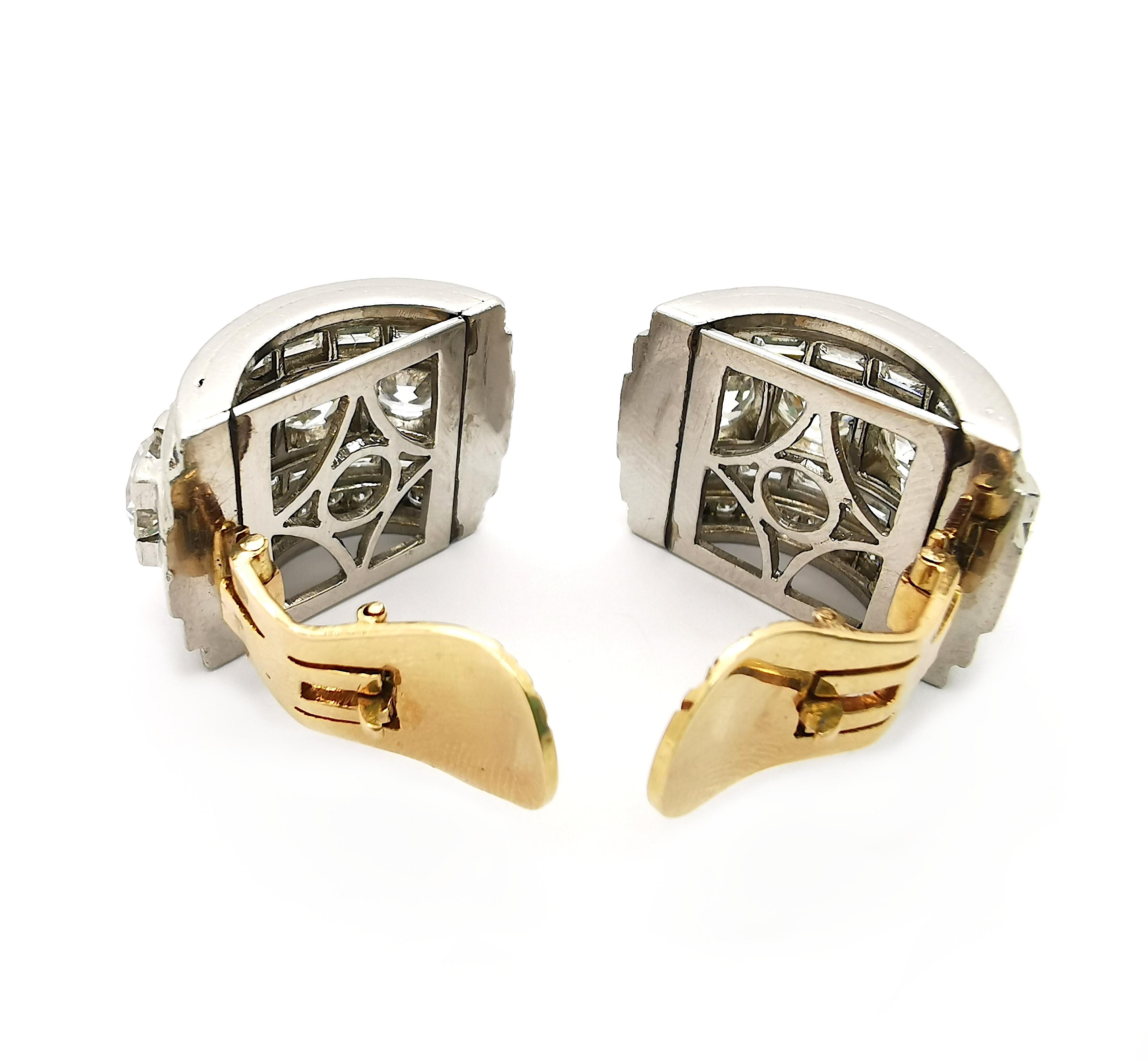 Boucles d'oreilles Art déco en diamant et platine, Circa 1940 Bon état - En vente à London, GB