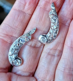Art - Deco Diamond and Platinum Earrings (Climbing or Up & Down)