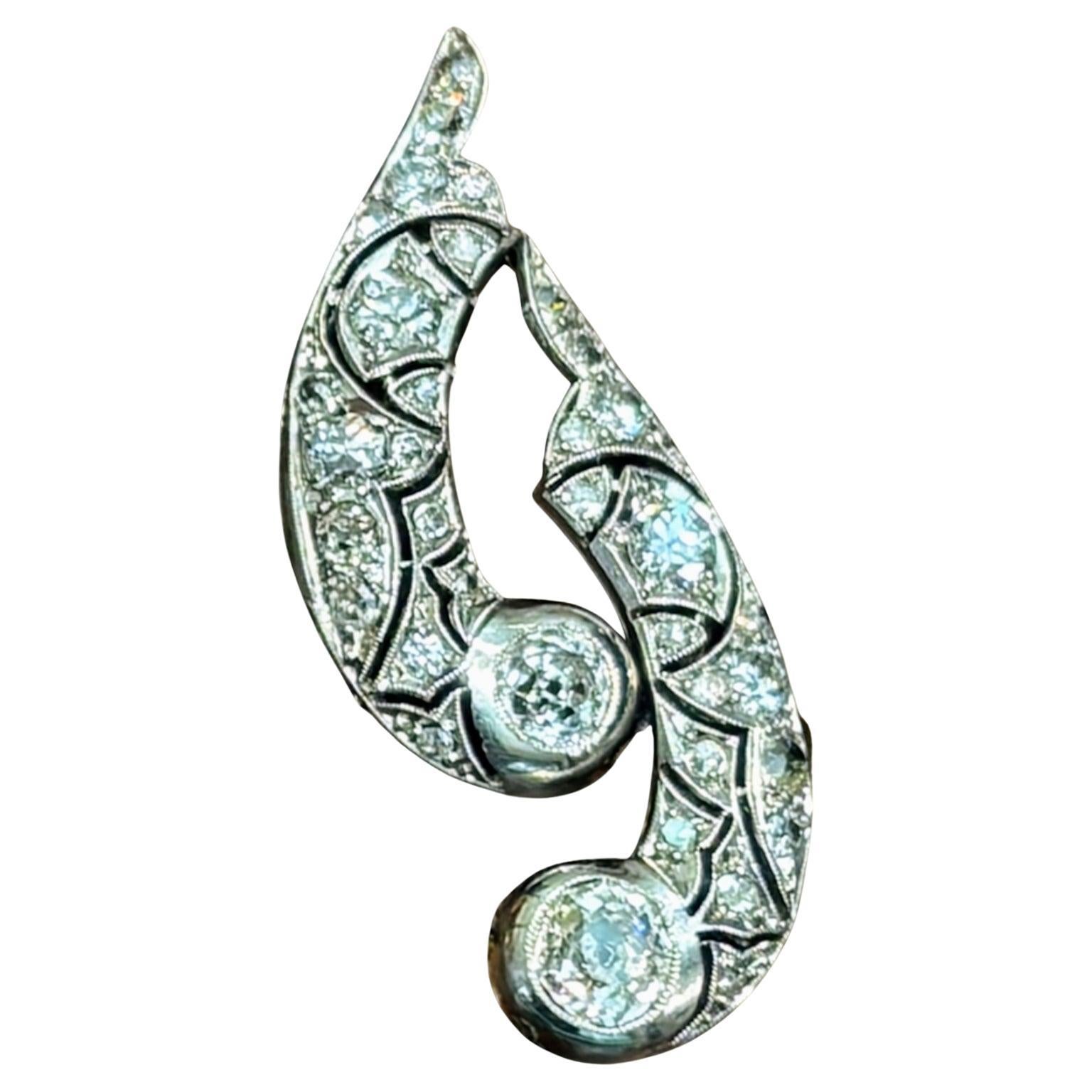 Art - Deco Diamond and Platinum Earrings (Climbing or Up & Down) For Sale