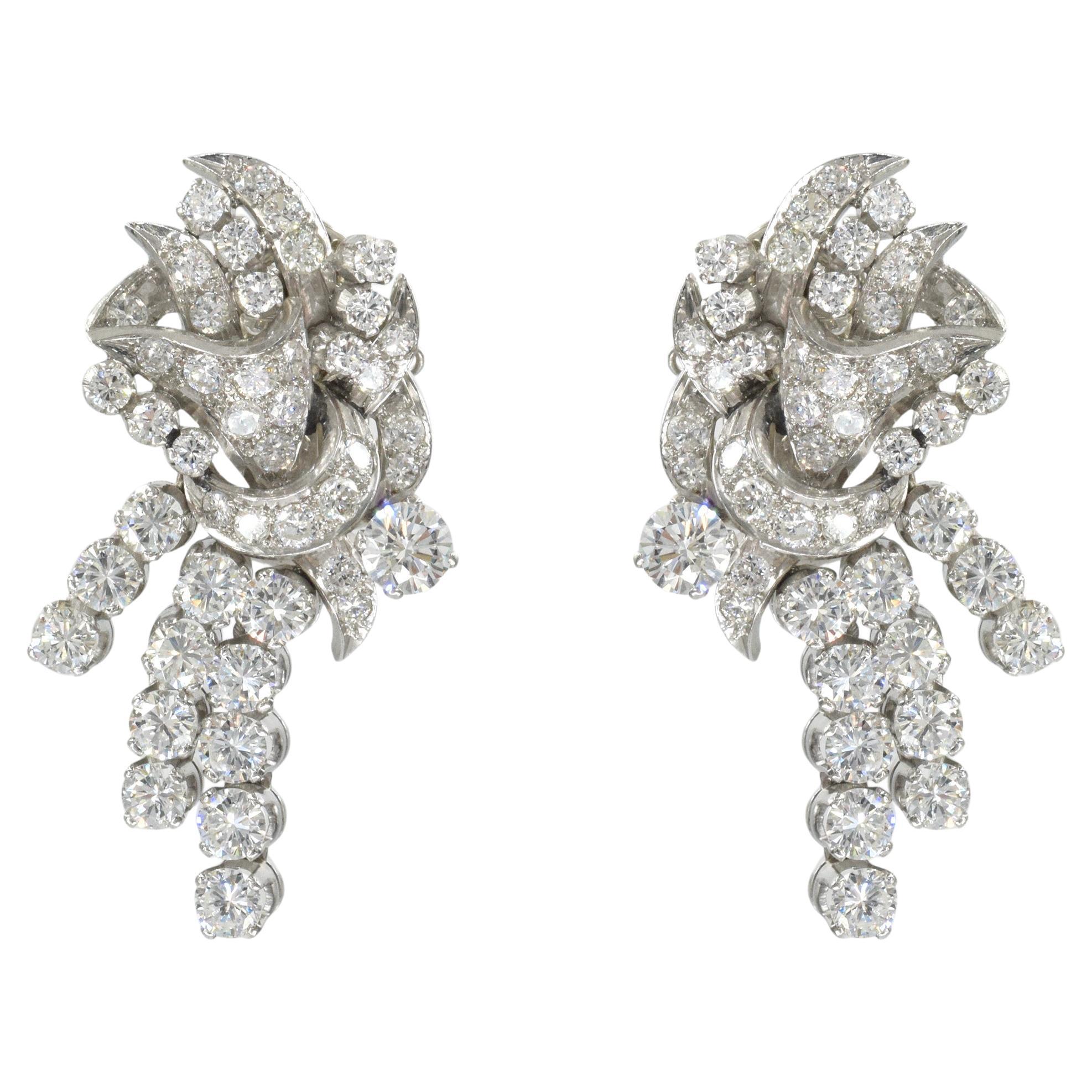 Art Deco Diamond and Platinum Earrings.