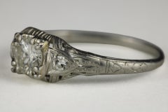 Anello di fidanzamento Art Deco con diamante e platino
