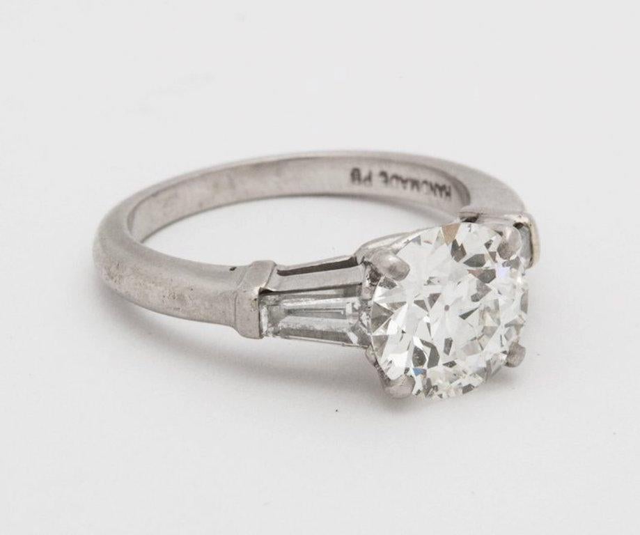 Women's Art Deco Diamond and Platinum Engagement Ring For Sale