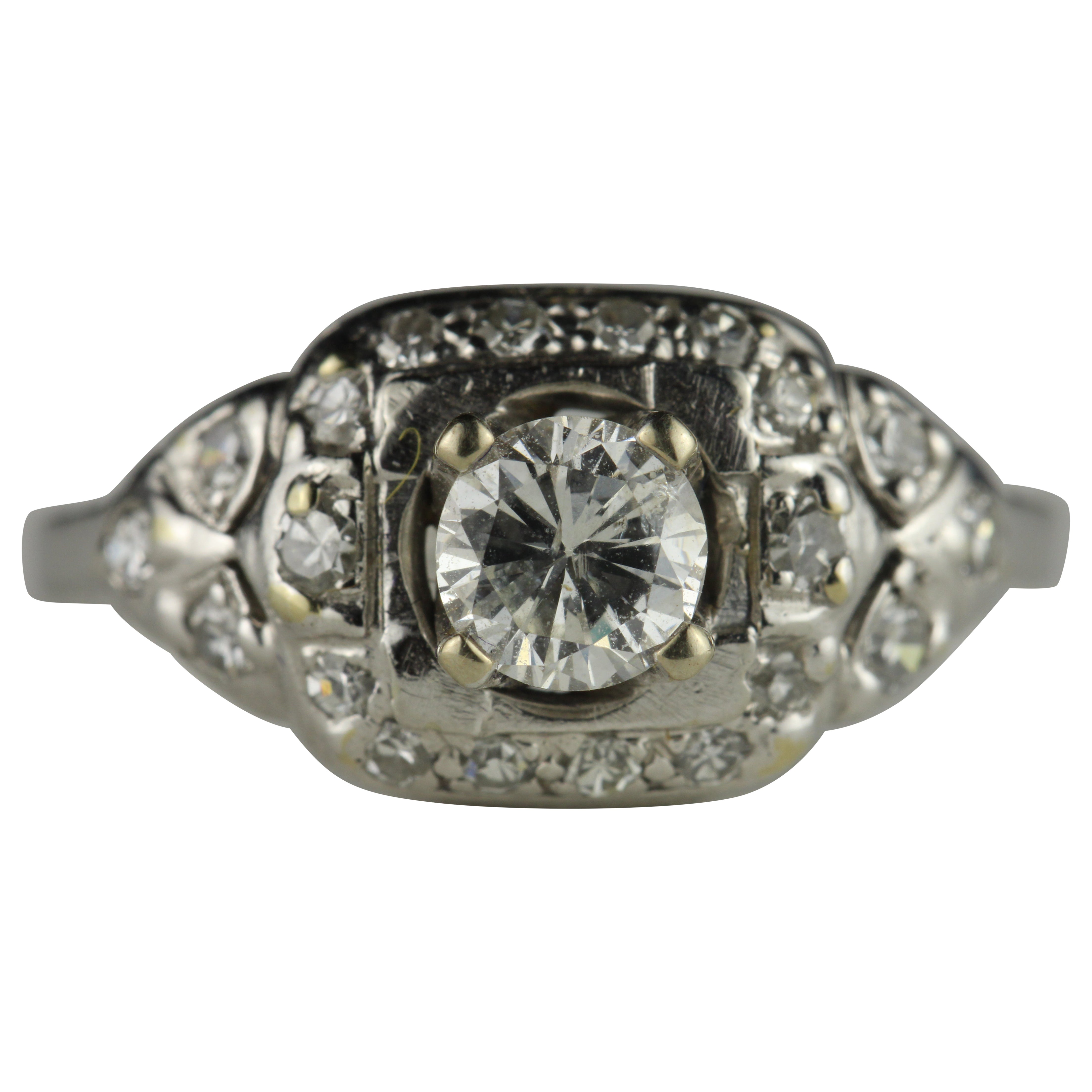 Art Deco Diamant und Platin Verlobungsring