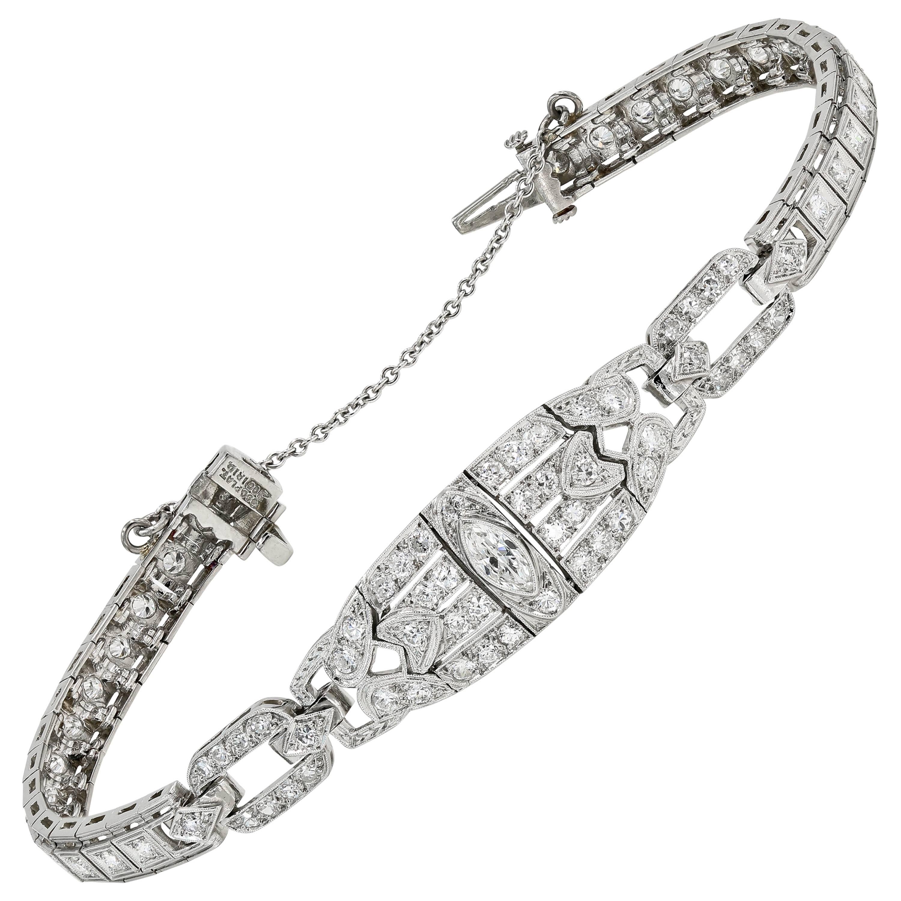 Art Deco Diamond and Platinum Estate Bracelet