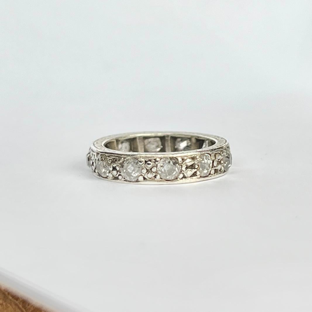 Art Deco Diamond and Platinum Eternity Band In Good Condition In Chipping Campden, GB