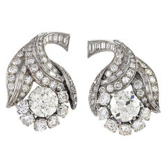 Vintage Diamond Flower Earrings 