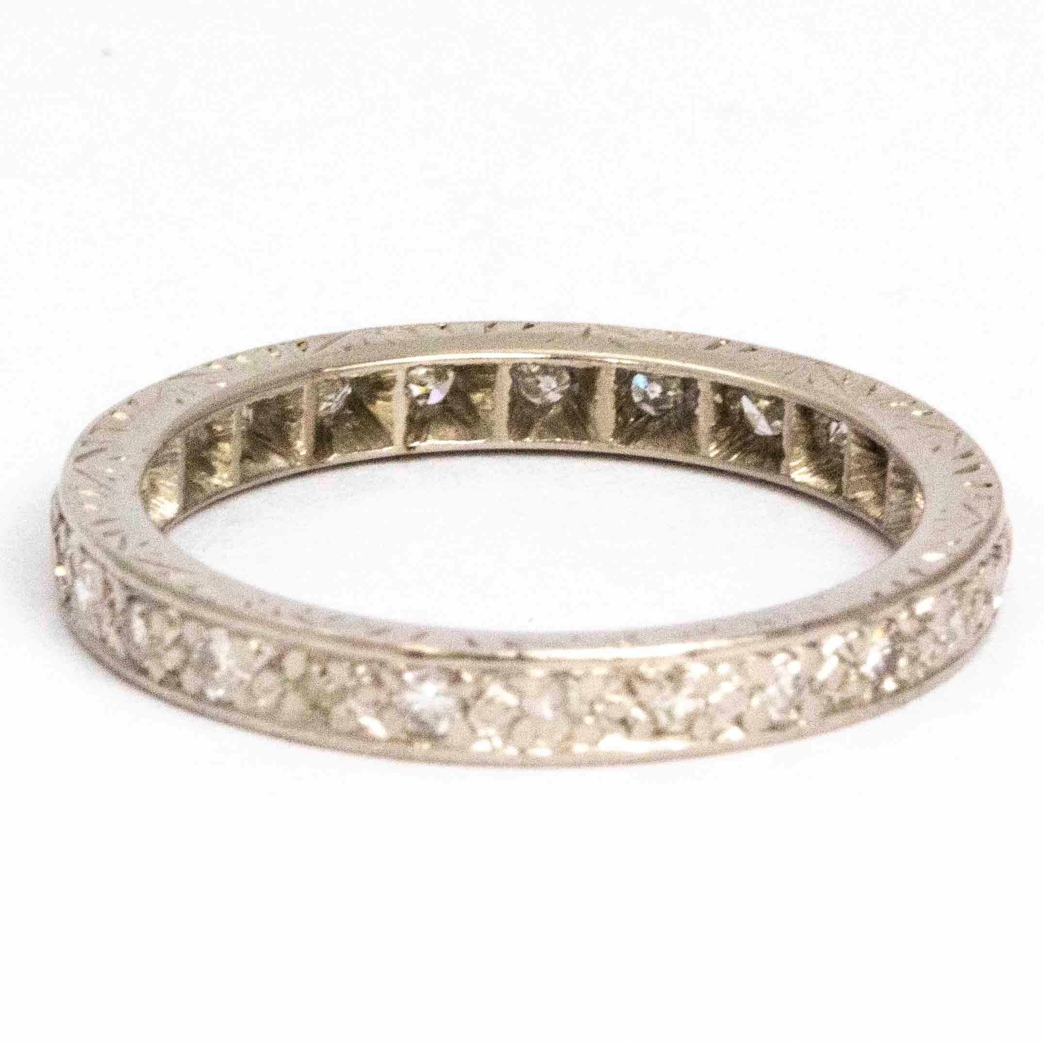 Art Deco Diamond and Platinum Full Eternity Band In Good Condition In Chipping Campden, GB