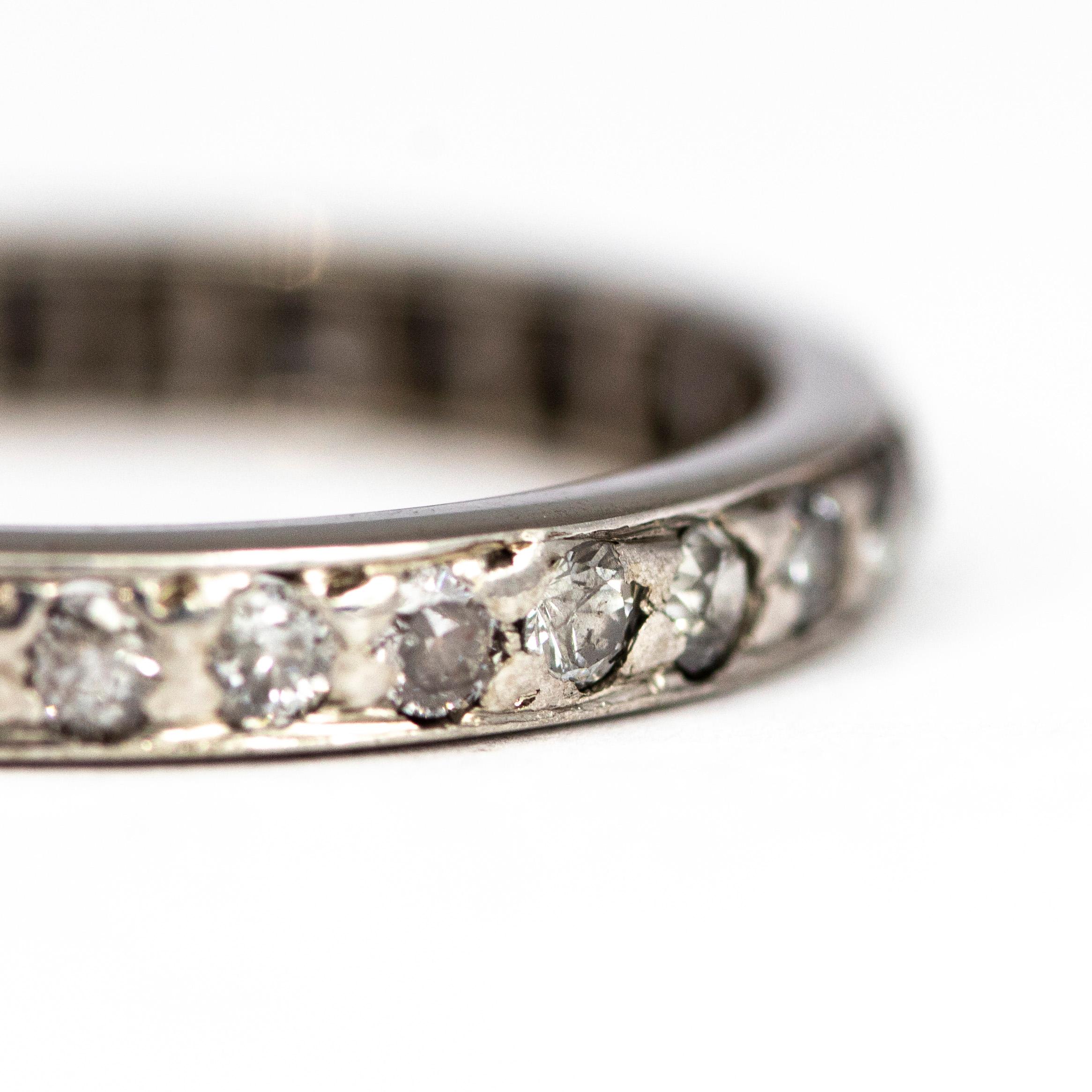 Art Deco Diamond and Platinum Full Eternity Band In Good Condition For Sale In Chipping Campden, GB