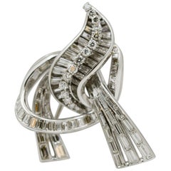 Art Deco Style Diamond and Platinum Knot Pin