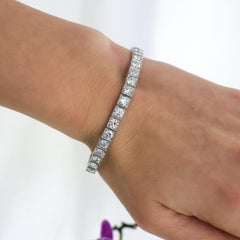 Art Deco Diamond and Platinum Line Bracelet, Circa 1925, 10.00 Carats