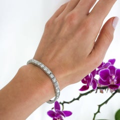 Art Deco Diamond and Platinum Line Bracelet, Circa 1925, 10.20 Carats