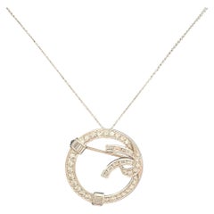 Art Deco Diamond and Platinum Necklace and Brooch Combination Circa 1930's